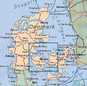 carte de Danemark en anglais