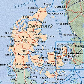 carte de Danemark en anglais