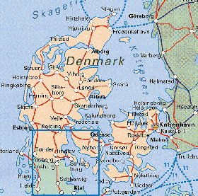 carte de Danemark en anglais