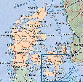 carte de Danemark en anglais