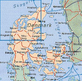 carte de Danemark en anglais