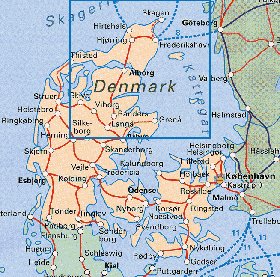 carte de Danemark en anglais