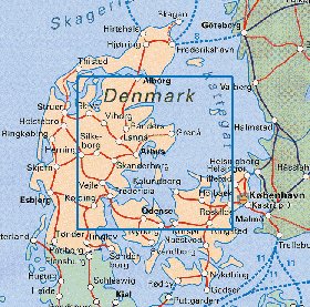 mapa de Dinamarca em ingles