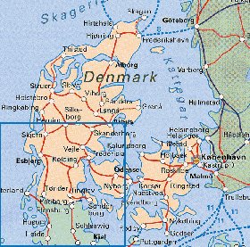 carte de Danemark en anglais