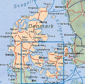 carte de Danemark en anglais