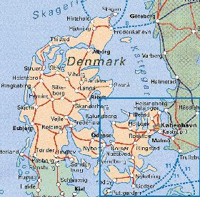 carte de Danemark en anglais