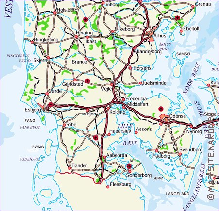 mapa de Dinamarca em alemao