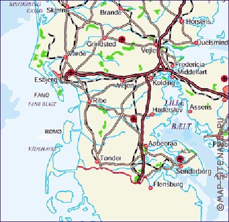 carte de Danemark en allemand