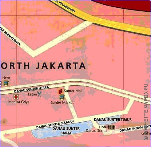 mapa de Jakarta em ingles