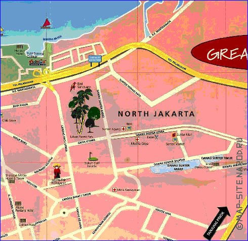 mapa de Jakarta em ingles