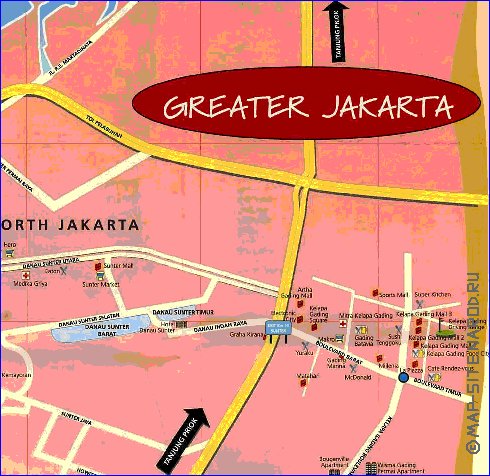 mapa de Jakarta em ingles