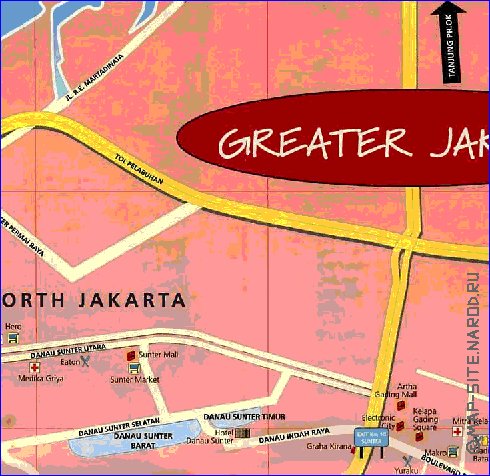 carte de Jakarta en anglais