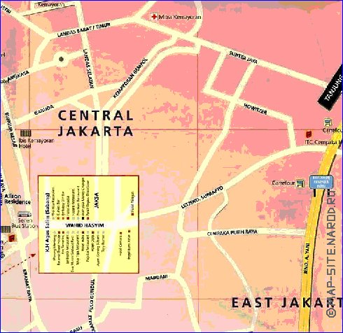 carte de Jakarta en anglais