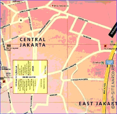 mapa de Jakarta em ingles