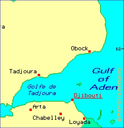 mapa de Djibouti em ingles