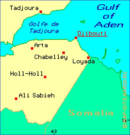 carte de Djibouti en anglais