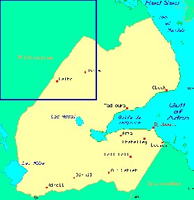 mapa de Djibouti em ingles