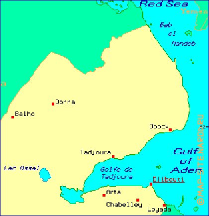 carte de Djibouti en anglais