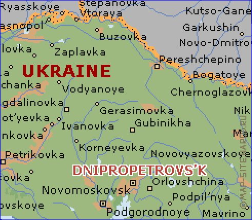 mapa de Dnipropetrovsk em ingles