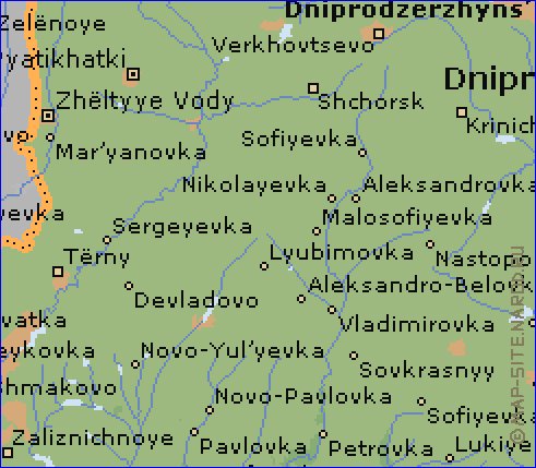 mapa de Dnipropetrovsk em ingles