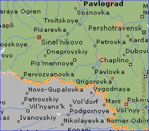 carte de Oblast de Dnipropetrovsk en anglais