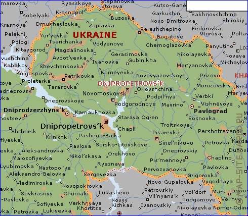 carte de Oblast de Dnipropetrovsk en anglais