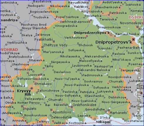 mapa de Dnipropetrovsk em ingles