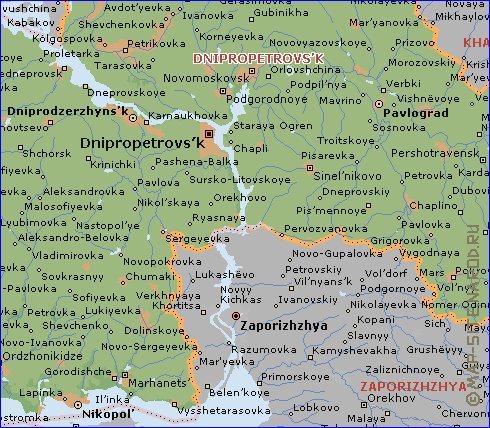 mapa de Dnipropetrovsk em ingles