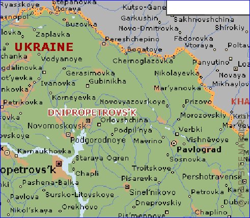 mapa de Dnipropetrovsk em ingles