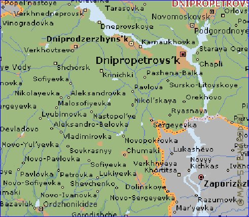 carte de Oblast de Dnipropetrovsk en anglais