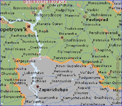 mapa de Dnipropetrovsk em ingles