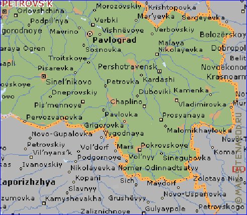 mapa de Dnipropetrovsk em ingles