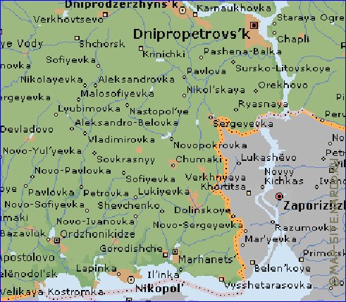 carte de Oblast de Dnipropetrovsk en anglais