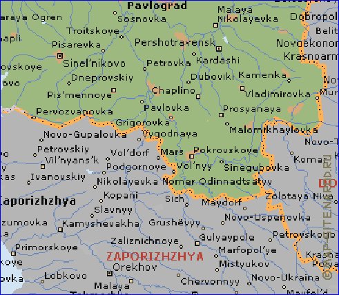 mapa de Dnipropetrovsk em ingles