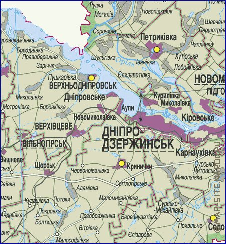 carte de Oblast de Dnipropetrovsk
