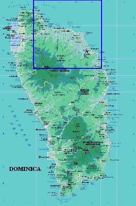 Administrativa mapa de Dominica em ingles