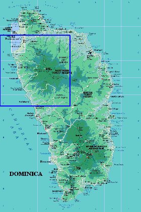 Administratives carte de Dominique en anglais