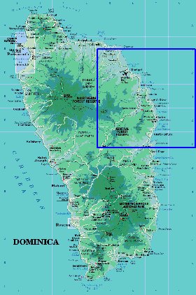 Administratives carte de Dominique en anglais