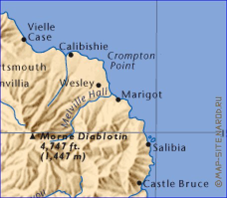 mapa de Dominica em ingles