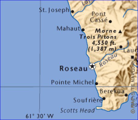 mapa de Dominica em ingles