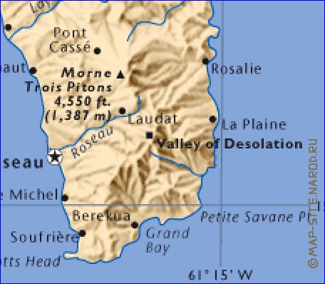 mapa de Dominica em ingles