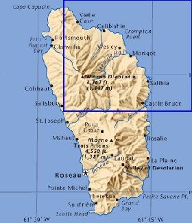 mapa de Dominica em ingles