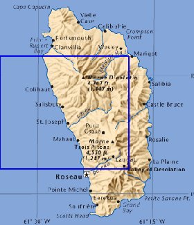 mapa de Dominica em ingles