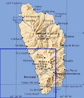 mapa de Dominica em ingles