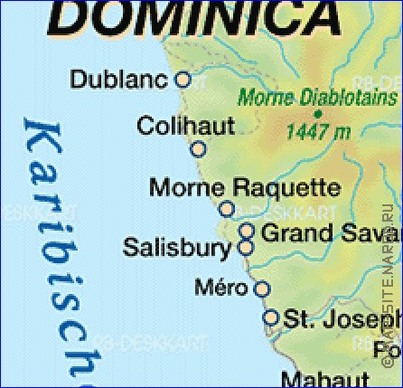 mapa de Dominica em alemao