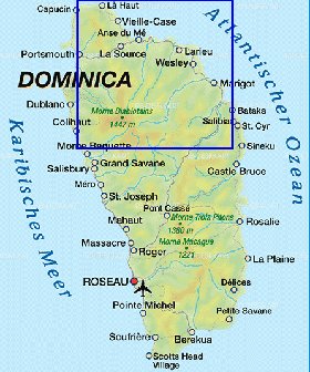 mapa de Dominica em alemao