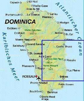 mapa de Dominica em alemao