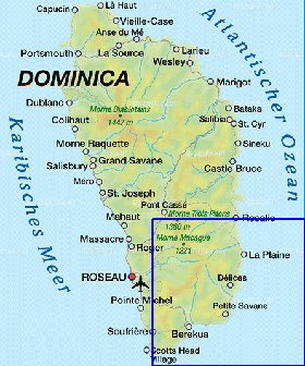 mapa de Dominica em alemao