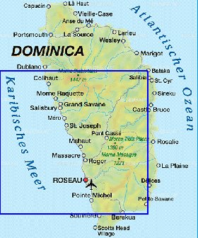 mapa de Dominica em alemao