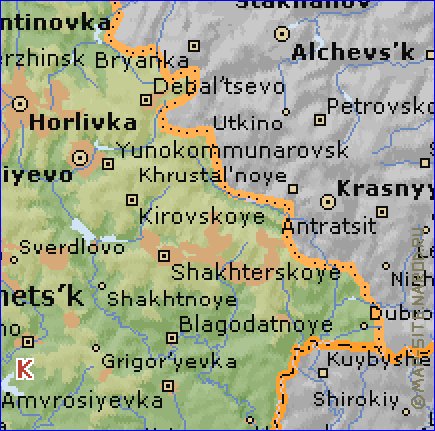 mapa de Donetsk em ingles